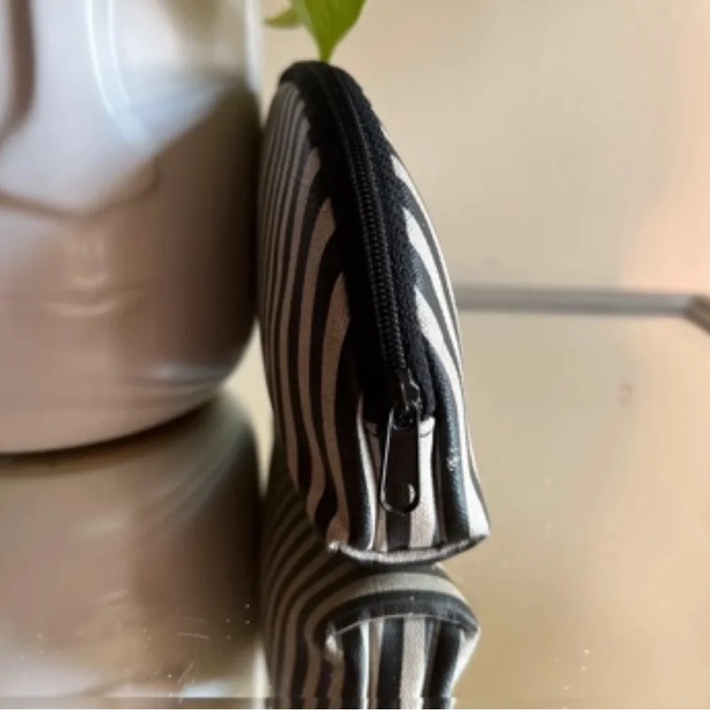 Striped Black and White Women's Cosmetic Pouch